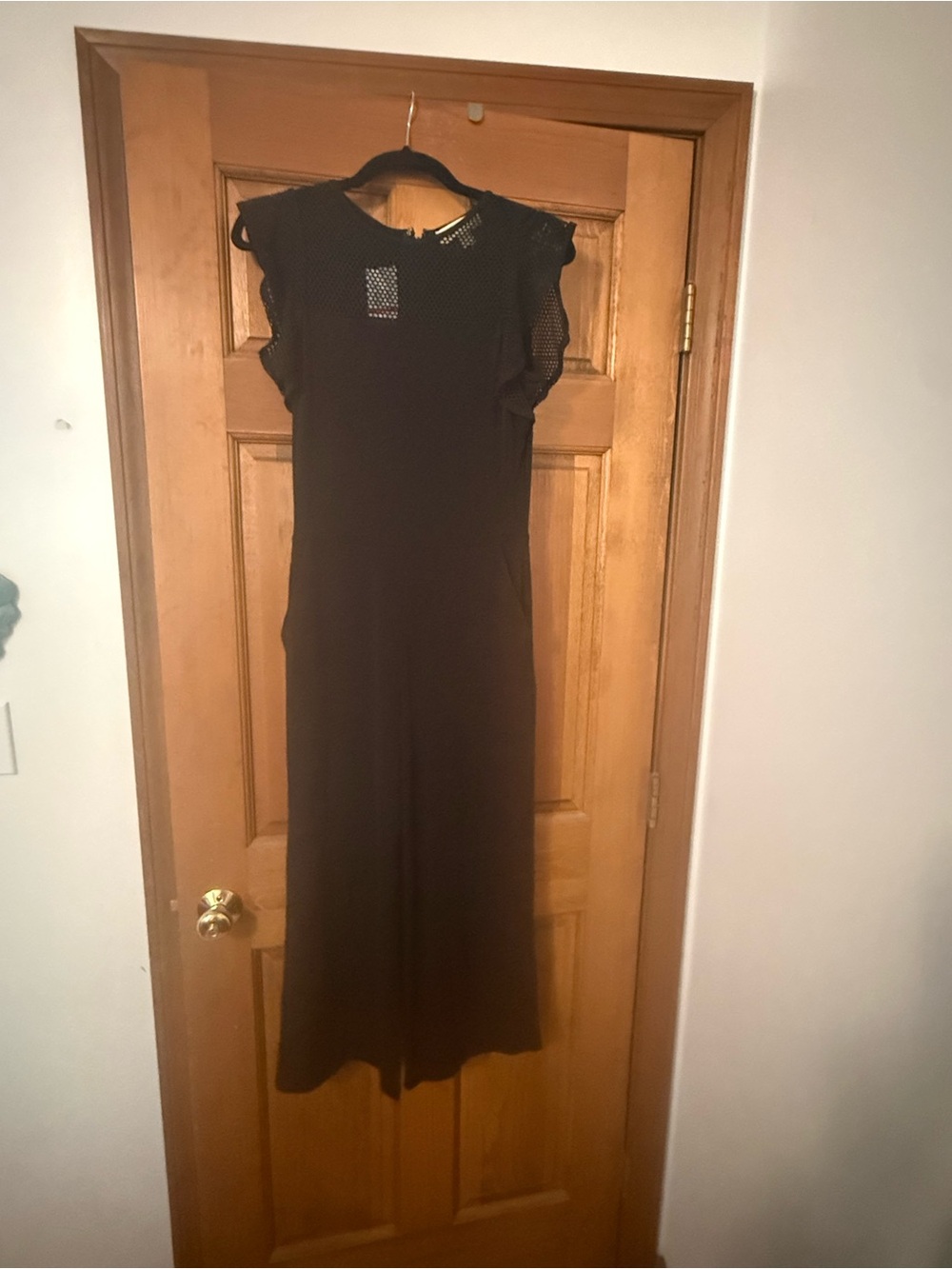 Michael Kors Black Eyelet-Trim Wide-Leg Jumpsuit